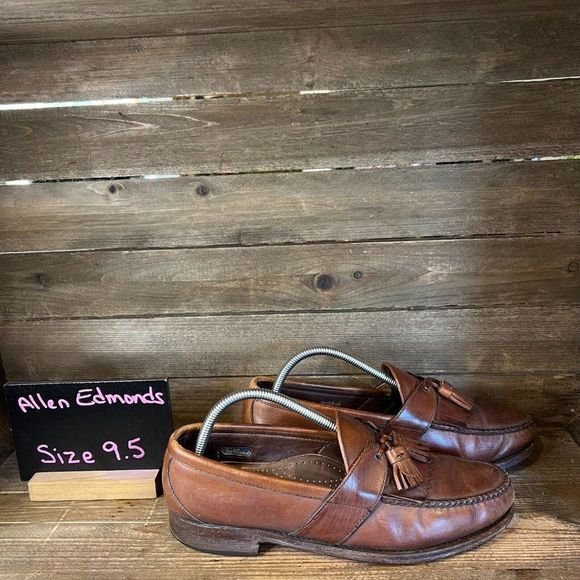 Mens Allen Edmonds Enfield Tassel Brown Leather Loafers Dress Shoes Size 9.5‎ D main image 6